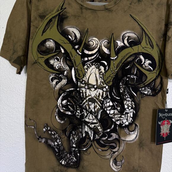 Konquest Shirt Mens Medium Skull Horns Snake Tee Tshirt Y2K Grunge Punk NEW USA - Picture 2 of 10